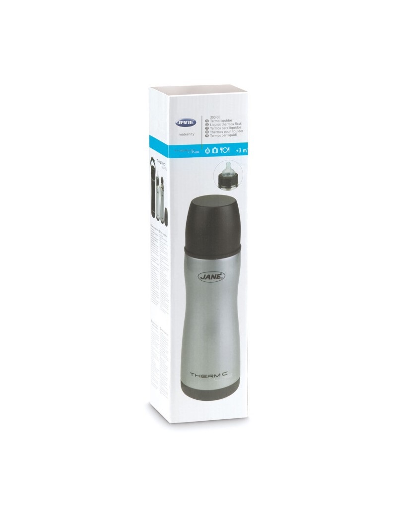 Jane Thermos 300ml per Liquidi in Acciaio Inox - Imboccatura Larga, Valvola Bloccabile, Tettarella in Silicone