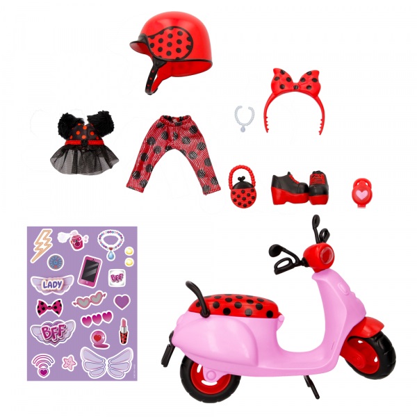 IMC Toys BFF by Cry Babies Lady - Bambola con Scooter e 10 Accessori, Outfit Trendy per Bambini 3 Anni