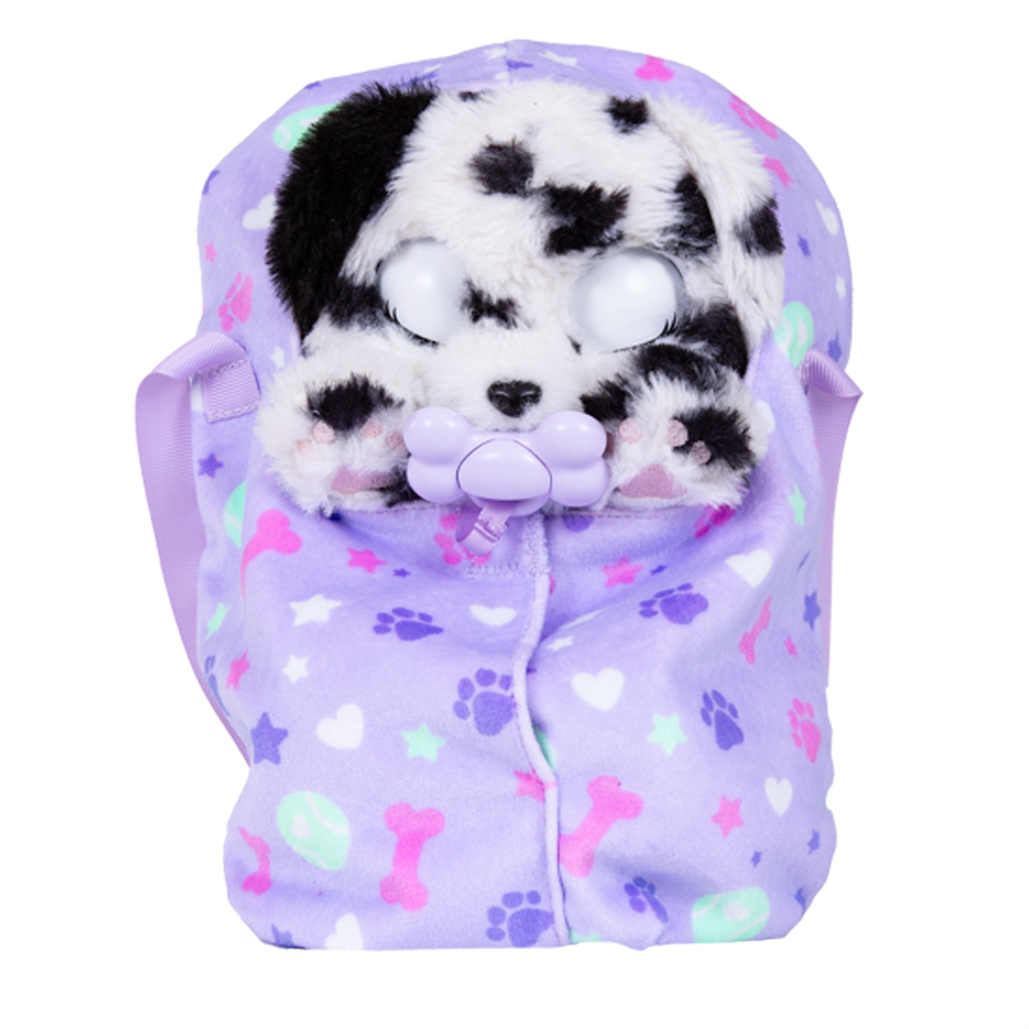 IMC Toys Baby Paws Dalmatian - Peluche Interattivo con Suoni, Apre e Chiude gli Occhi, Include Borsetta e Copertina, per Bambini 3 Anni