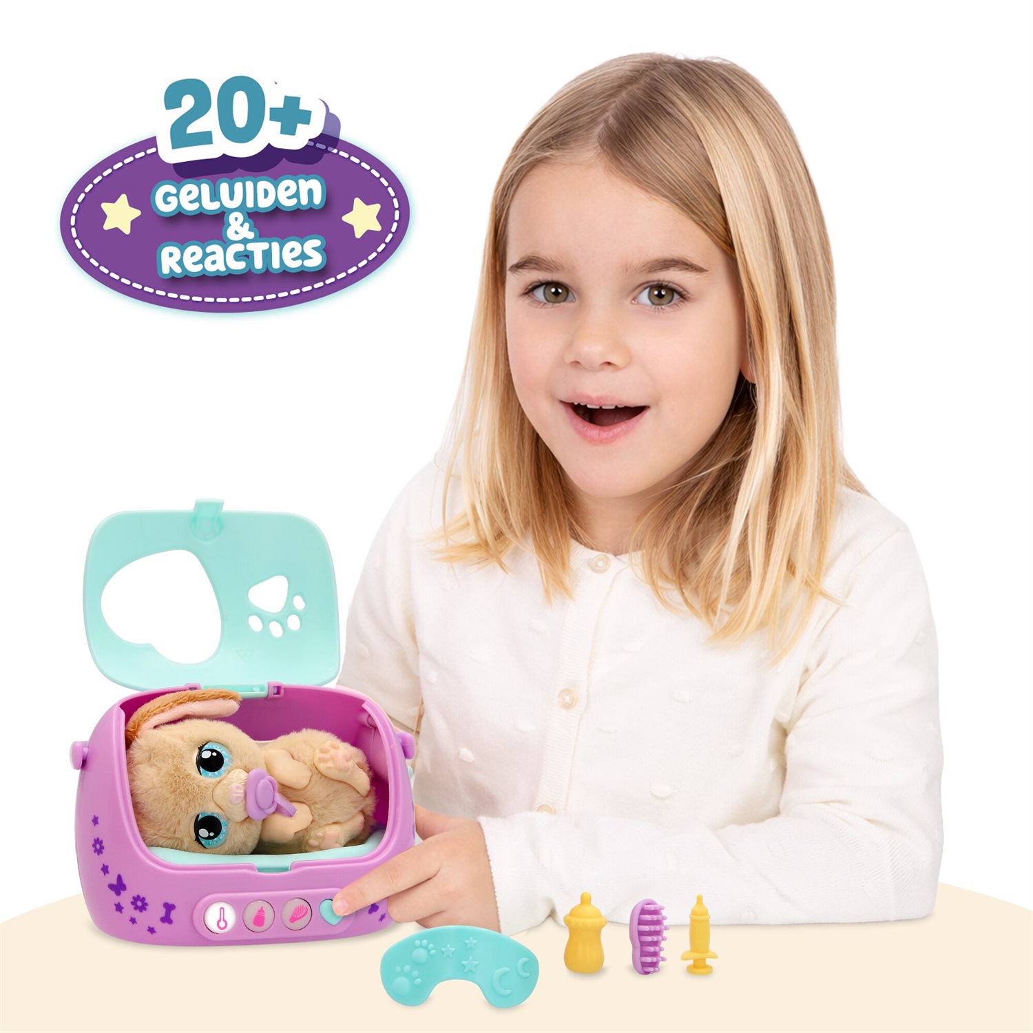 IMC TOYS Baby Paws Just Born - Cagnolino Interattivo con Trasportino Elettronico e Accessori per Bambini 3