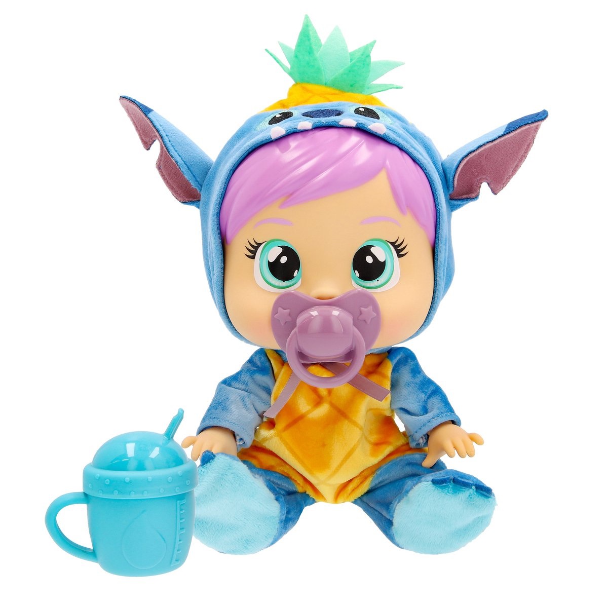 IMC Toys Cry Babies Loving Care Disney Stitch - Bambola Interattiva che Piange Lacrime Vere con Pigiama Personalizzato e Accessori