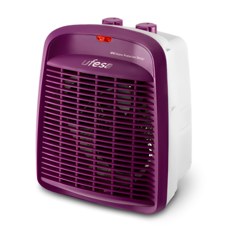 Ufesa Persei Riscaldatore Elettrico 2000 W con 3 Modalità, Termostato Regolabile, Protezione IPX1 e Design Compatto Viola