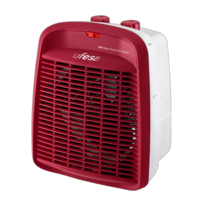 Ufesa Persei Riscaldatore Elettrico 2000 W Rosso con 3 Modalità, Termostato Regolabile e Maniglia per Trasporto