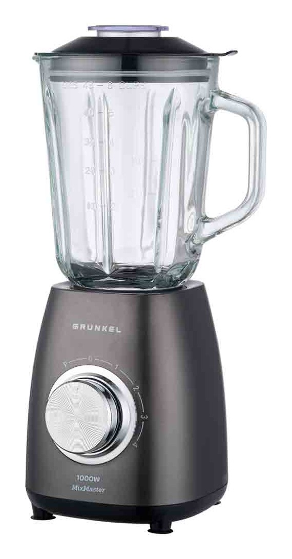 Grunkel BAT-1000MIXMASTER Frullatore da Tavolo 1000 W, Capacità 1,5 L, 4 Velocità, Lame in Titanio, Funzione Impulsiva, Doppio Bloccaggio di Sicurezza, Base Antiscivolo