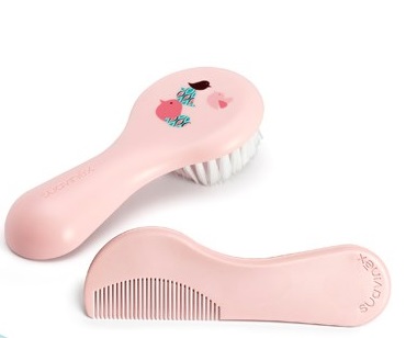 Suavinex Set Spazzola e Pettine Rosa - Spazzola con Setole Morbide e Pettine con Punte Arrotondate per Neonati e Bambini
