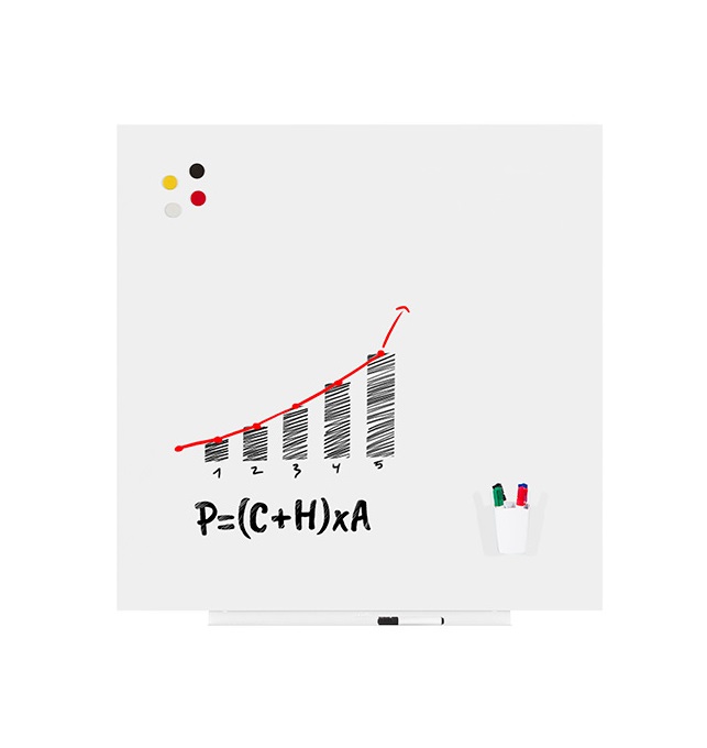 Rocada Lavagna Bianca Pro 100x100 cm - Senza Cornice, Lavabile a Secco, Magnetica e con Portapenne