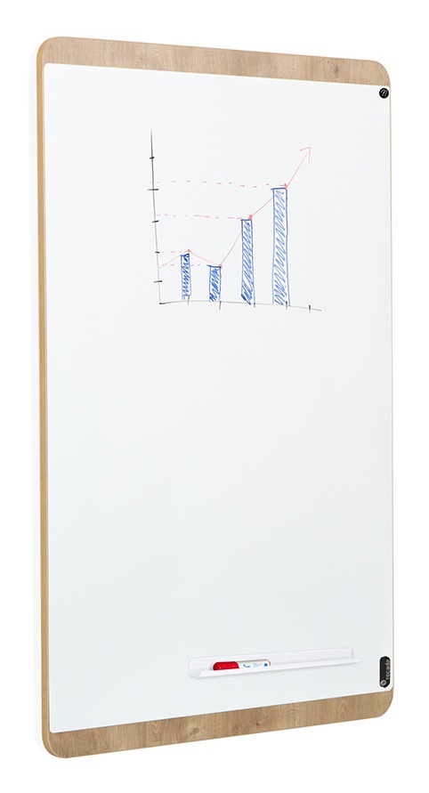 Rocada Naturale - Lavagna Bianca Magnetica con Cornice in Legno, 75x115cm, Cancellabile a Secco e Vassoio per Penne
