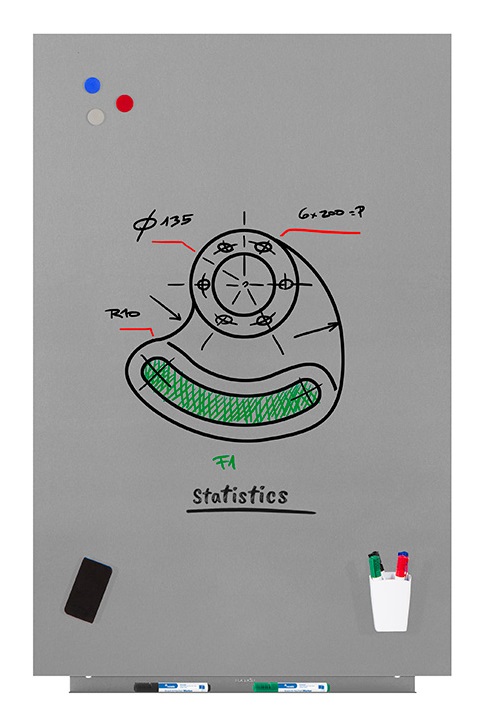 Rocada Lavagna Magnetica Bianca Senza Cornice - Facile da Pulire con Sistema di Tenuta Magnetica Brevettato, 750 x 1150 mm