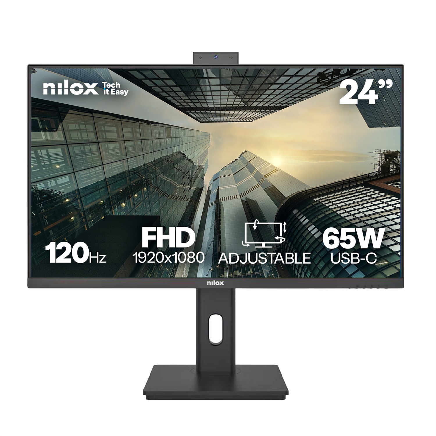 Nilox Monitor 24'' Full HD IPS 120Hz con Webcam Nero