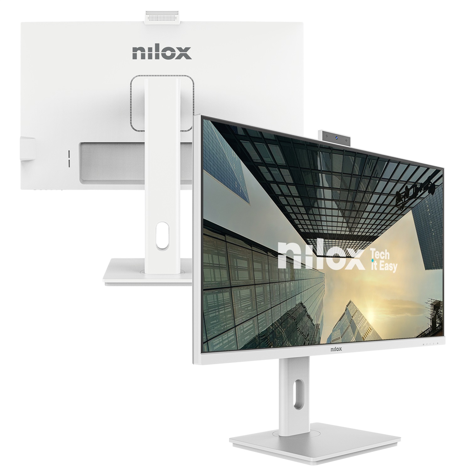 Nilox NXM27RWEB02W Monitor PC 27'' Full HD LED Bianco con Webcam, Altoparlanti e 120Hz