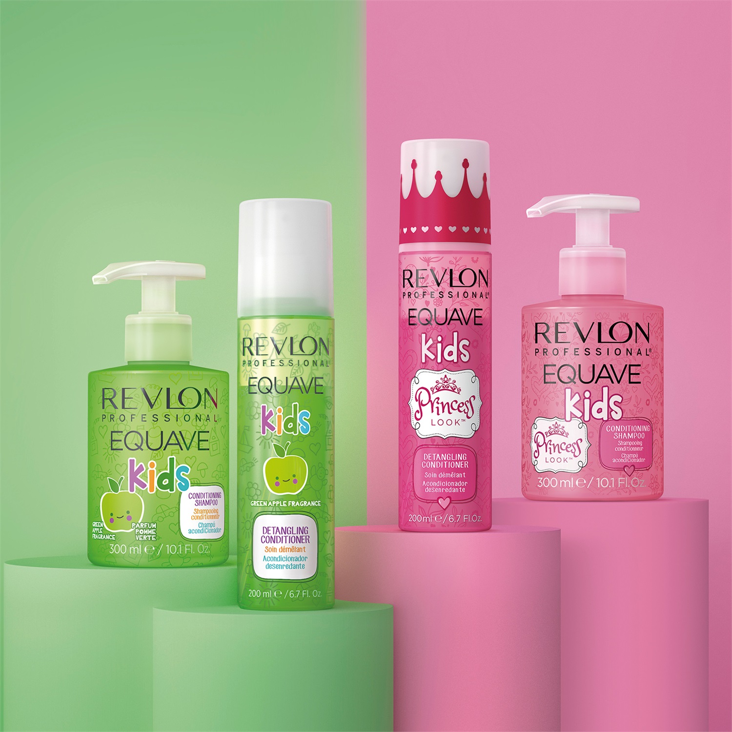Revlon Equave Kids Shampoo 2-in-1 300 ml - Deterge e Condiziona con Fragranza di Mela Verde, Privo di Solfati e Ipoallergenico