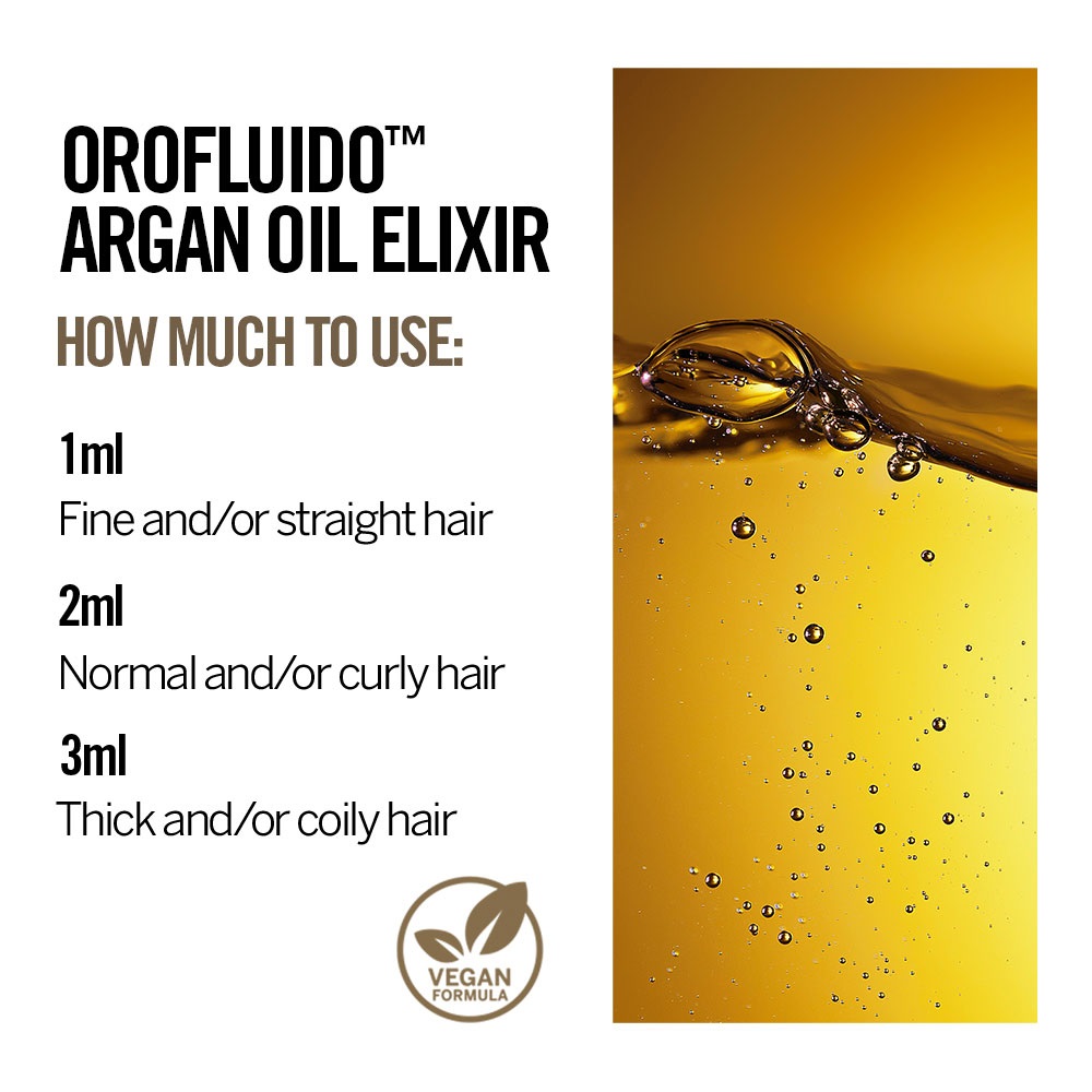 Revlon Orofluido Original Elixir Olio per Capelli 100 ml - Olio di Argan Biologico, Nutre e Rende Setosi