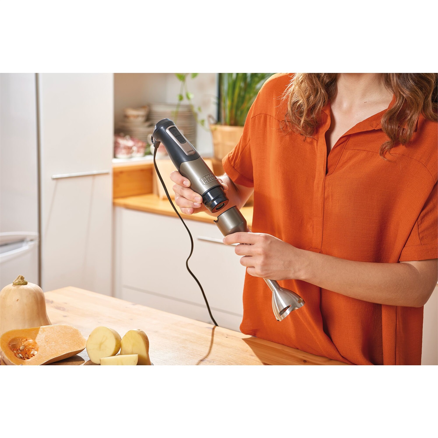 BLACK DECKER BXHBA1000E Frullatore a Immersione 1000 W con 20 Velocità, Funzione Turbo, Asta Rimovibile e Set Completo di Accessori in Acciaio Inossidabile