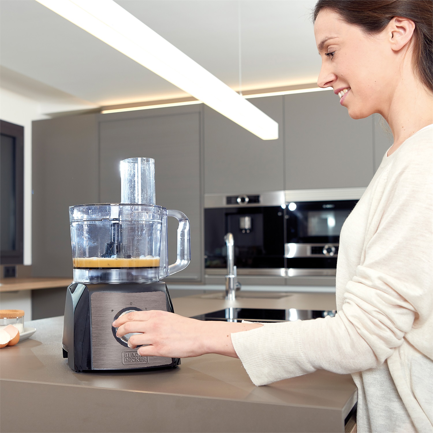 BLACK DECKER BXFPA1200E Robot da cucina 1200 W 1,5 L con 8 accessori, 2 velocità e funzione turbo, Acciaio inossidabile anti-impronta