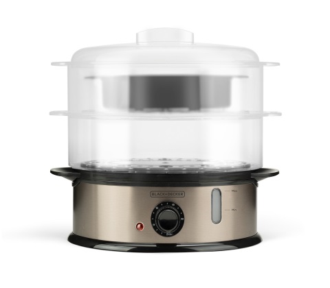 BLACK DECKER BXST800E Vaporiera 800W con Capacità di 6,5L, 2 Vassoi Impilabili e Timer