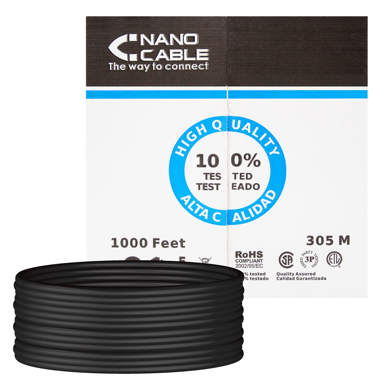 Nanocable Cavo di Rete Cat6 U/UTP 305 m Nero