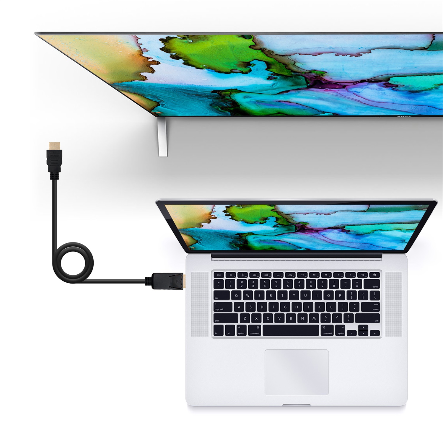 Nanocable 10.15.4300 - Cavo Convertitore DisplayPort a HDMI 0,5 m, Nero, Connettori in Oro