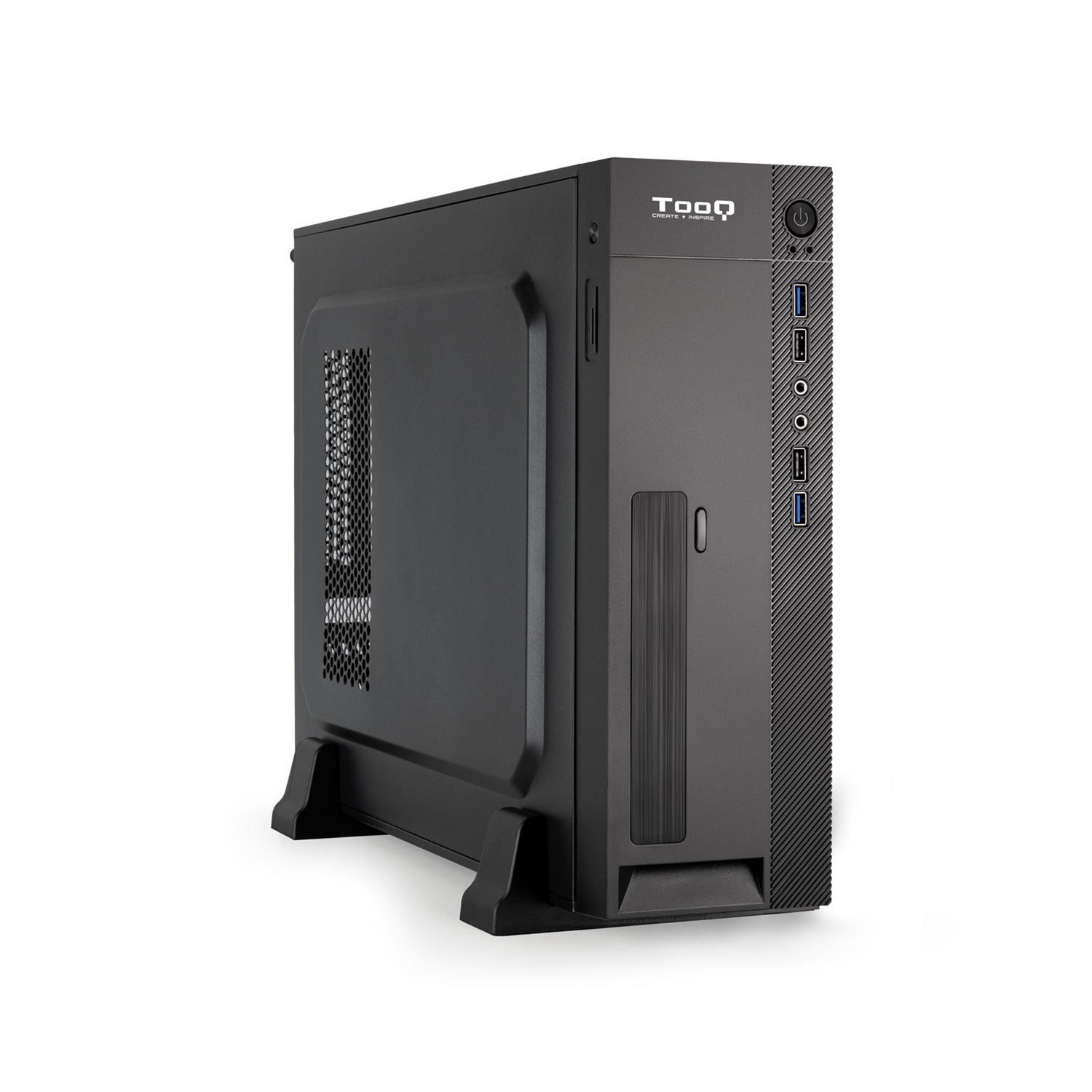 TooQ TQC-3008U3C Custodia PC Micro Tower Nero con Alimentatore 500 W, Compatibile Micro-ATX/Mini-ITX, Lettore Schede SD/TF, 2 Porte USB 3.2 e 2 Porte USB 2.0