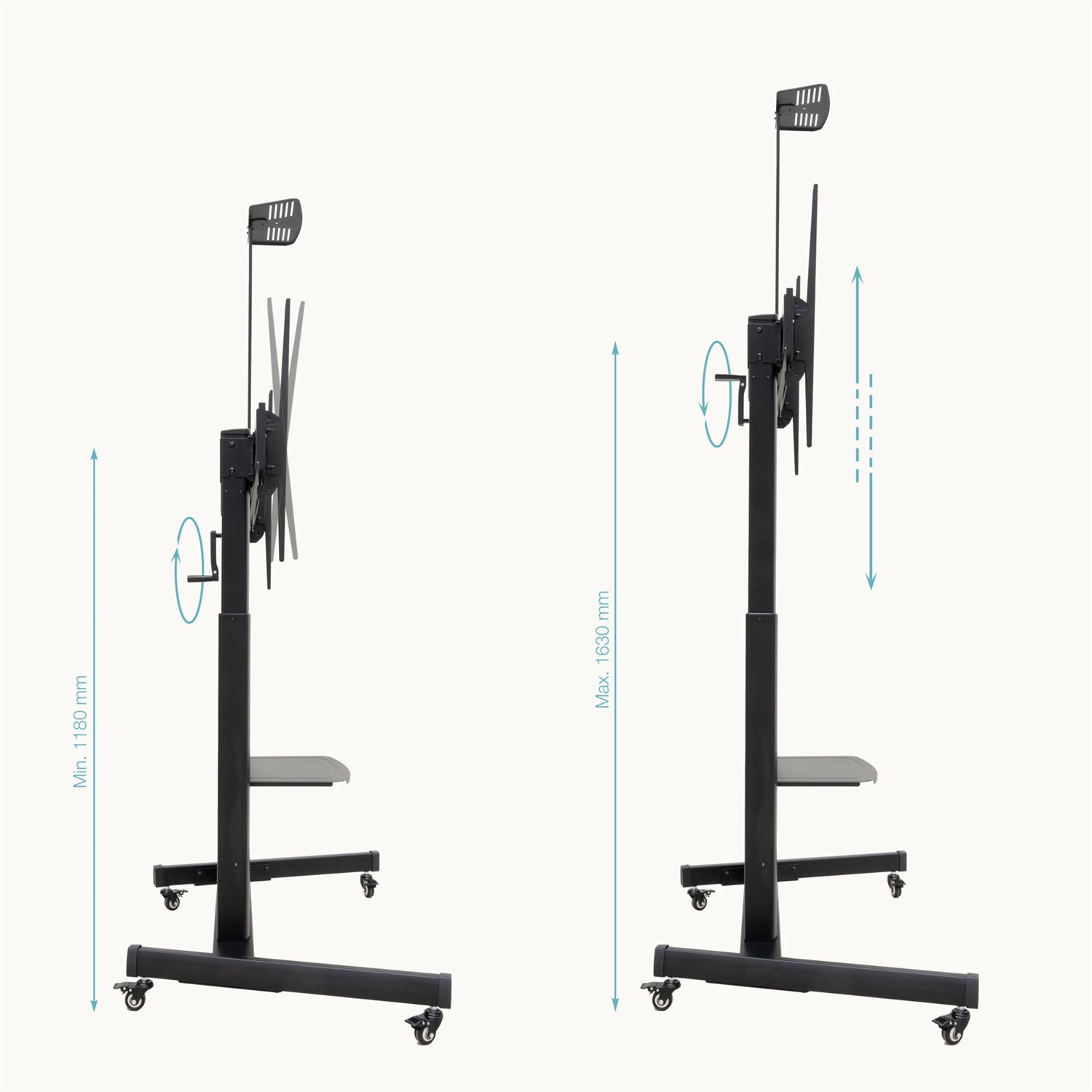 TooQ FS20406HM-B Supporto TV a parete 60-100 pollici (fino a 130 Kg) Nero