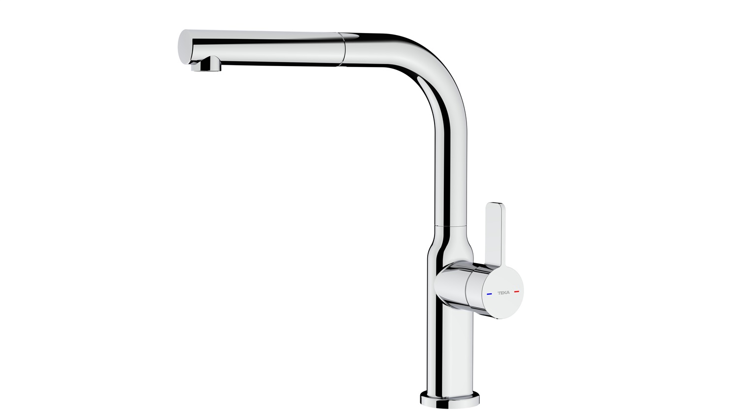 TEKA Rubinetto da Cucina Ovale Monocomando Cromato con Beccuccio Girevole a 360°, Getto Estraibile e Aeratore Anticalcareo
