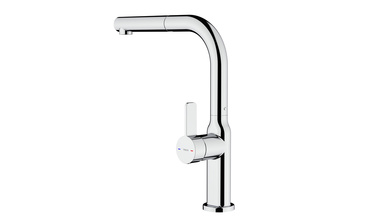 TEKA Rubinetto da Cucina Ovale Monocomando Cromato con Beccuccio Girevole a 360°, Getto Estraibile e Aeratore Anticalcareo
