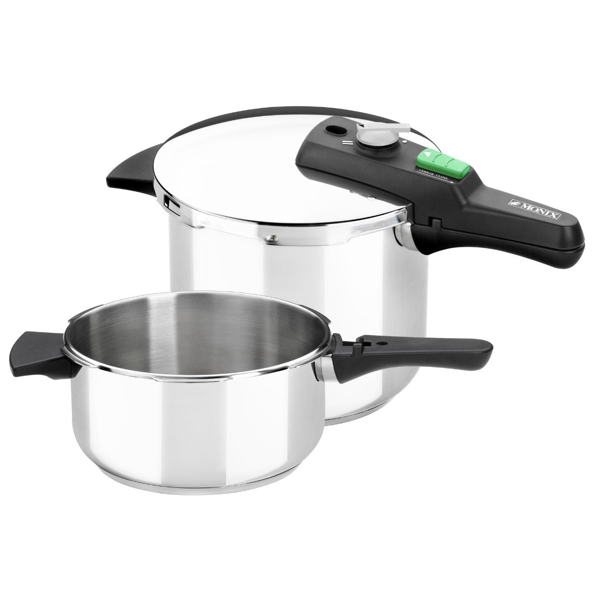 Monix Set Duo Pentole a Pressione 4 6 Litri in Acciaio Inox 18/10 con Triplo Fondo e Lavabile in Lavastoviglie