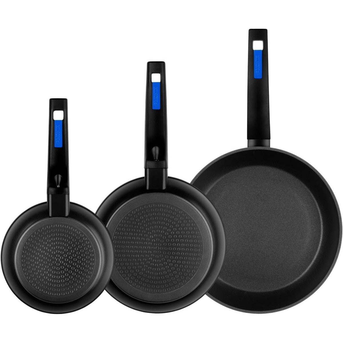 Monix Martín Berasategui Set di 3 Padelle in Alluminio Forgiato Nero - 18, 22 e 26 cm