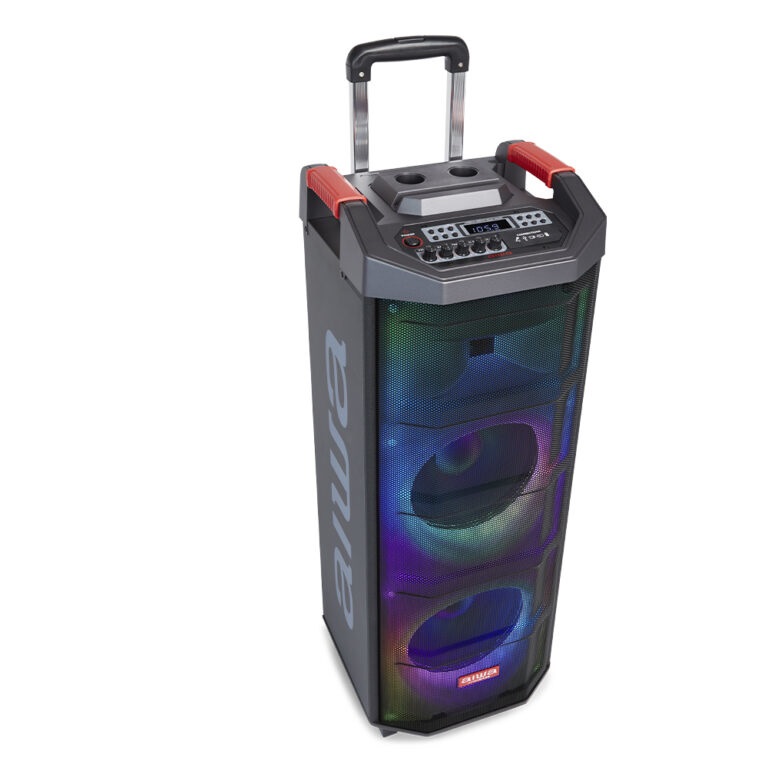 Aiwa KBTUS-710 Trolley Party Speaker 700W, Bluetooth 5.0, Tuner FM, 2 Microfoni, Batteria Ricaricabile, Illuminazione RGB-LED
