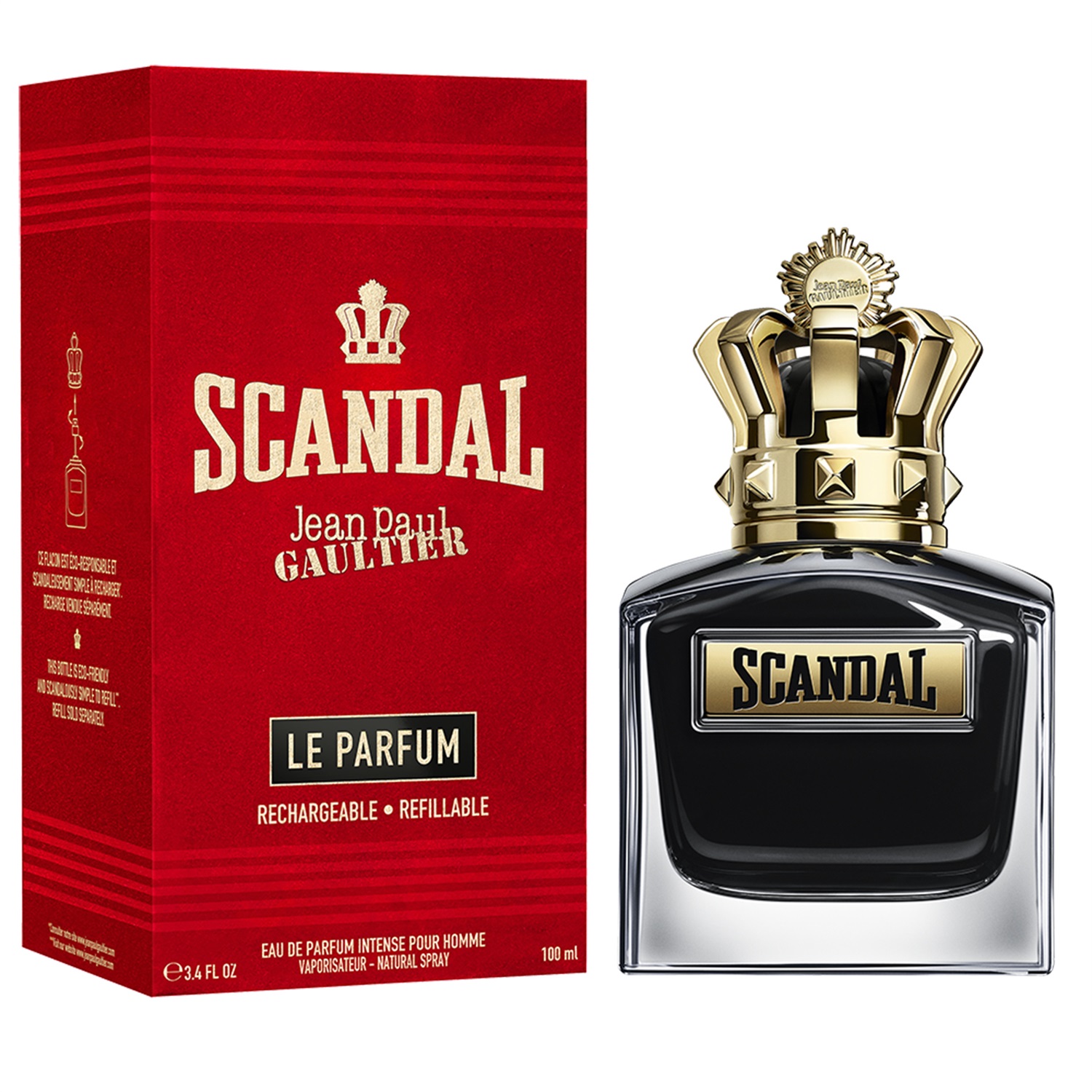 Jean Paul Gaultier Scandal Pour Homme Le Parfum 100ml - Eau de Parfum Intensa e Ricaricabile con Note di Legno di Sandalo e Fava Tonka