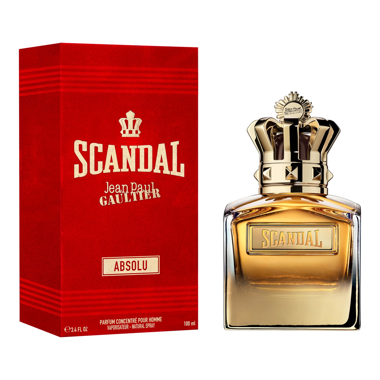 Jean Paul Gaultier Scandal Absolu Pour Homme - Parfum Concentré 100ml, Fragranza Legnosa Gourmand con Note di Mirabella e Castagna