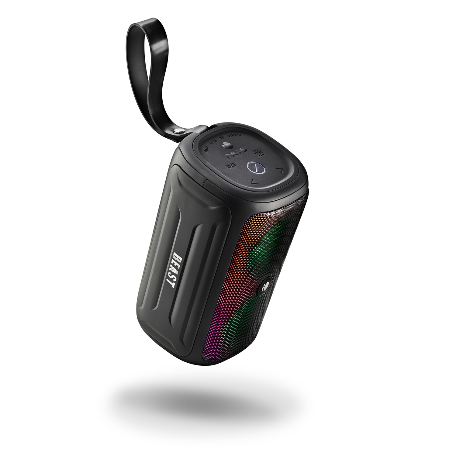 NGS ROLLER BEAST - Altoparlante Portatile Bluetooth 32W con Luci RGB, IPX5 Waterproof, Microfono e Vivavoce, Nero
