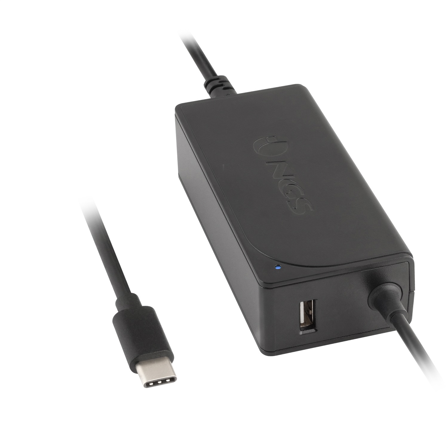 NGS W-65W Caricabatterie Universale USB-C 65W - Ricarica Rapida, Uscita USB 2A, Nero