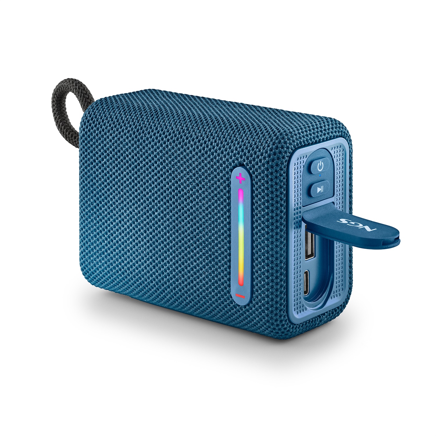 NGS Roller Furia 1 - Altoparlante Portatile Bluetooth 15 W con Luci RGB, Impermeabilità IPX6, True Wireless, Durata Batteria 9 Ore, Blu
