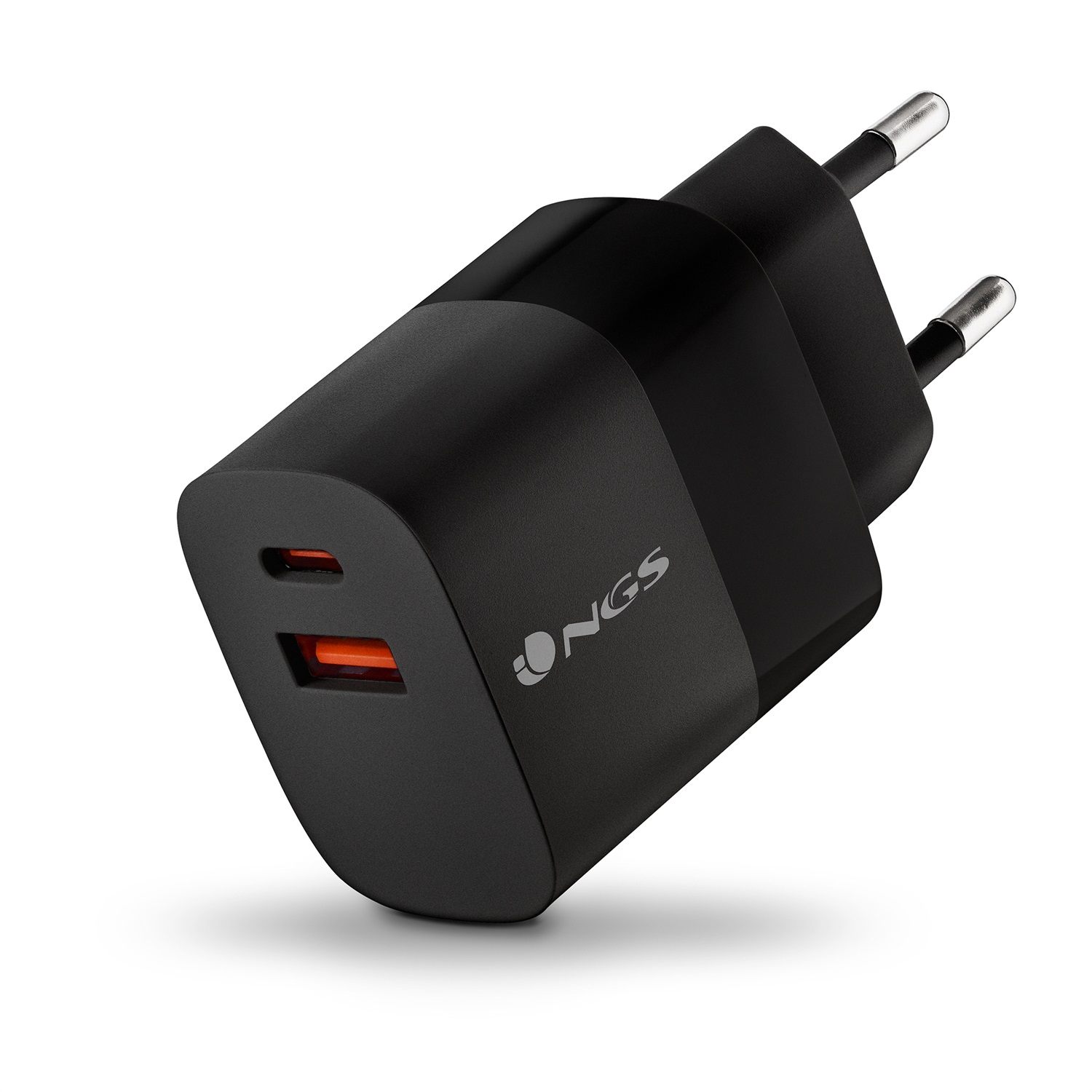 NGS Bud Caricatore da Parete Ultra Veloce 45W con 2 Porte USB-C (PD & PPS) e USB-A (QC 3.0) - Compatto e Portatile