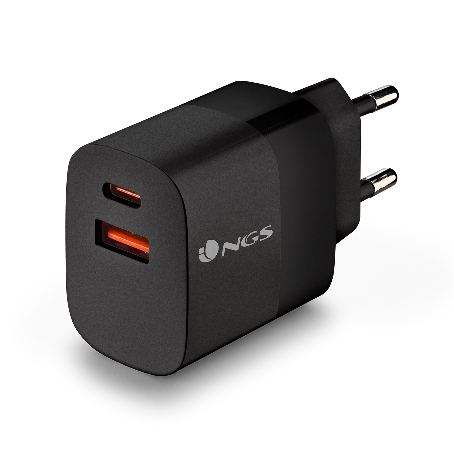 NGS Bud Caricatore da Parete Ultra Veloce 45W con 2 Porte USB-C (PD & PPS) e USB-A (QC 3.0) - Compatto e Portatile