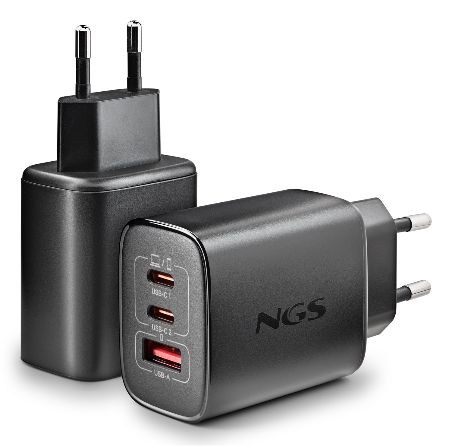 NGS Era Caricabatterie da Parete 65W con 2 USB-C e 1 USB-A, Ricarica Rapida e Design Compatto