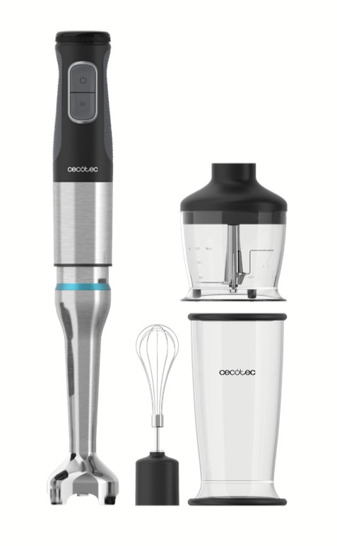 Cecotec Frullatore a Immersione Katana 12 Chop B - 1200 W, 21 Velocità, 4 Lame in Titanio, Cappa Antispruzzo, Piedino XL, Bicchiere 800 ml