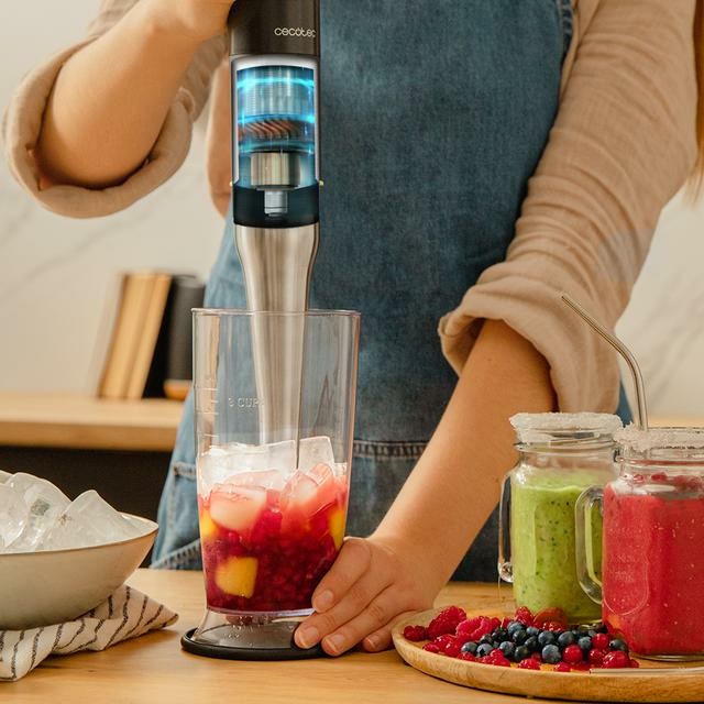 Cecotec Frullatore a Immersione Katana 15 TotalDestroy Chop B, 1500 W, 0,8 L, Doppie Lame Black Titanium, 21 Velocità-Turbo, Piede XL, Sistema Perreomove, Kit Accessori