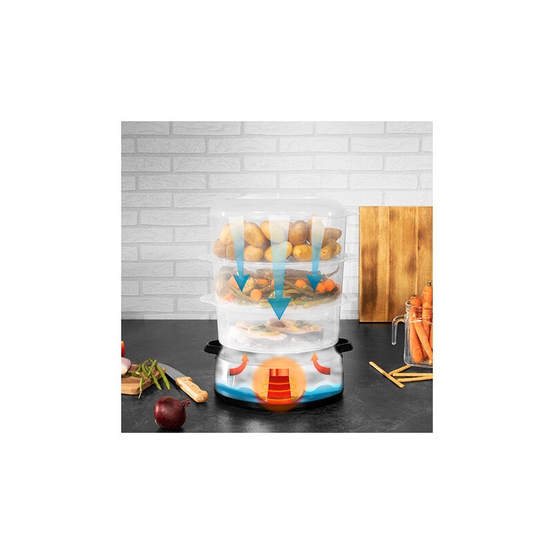 Cecotec Vapovita 3000 Inox - Pentola a Vapore Elettrica 800 W, Acciaio Inox, Libera Installazione, 3 Contenitori Indipendenti, Ciotola per Riso, Timer 60 Minuti