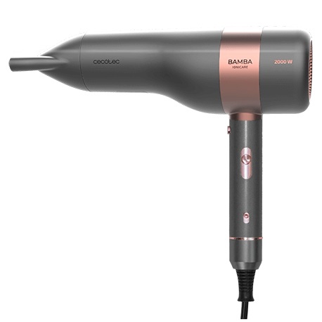 Cecotec Asciugacapelli IoniCare 6000 RockStar Vision - 2000 W, Grigio/Rose Gold, Motore Digitale, Display LCD, 5 Impostazioni di Temperatura, Funzione Aria Fredda, Accessori Inclusi