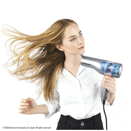 Cecotec Asciugacapelli IoniCare 6000 RockStar Vision - 2000 W, Grigio/Rose Gold, Motore Digitale, Display LCD, 5 Impostazioni di Temperatura, Funzione Aria Fredda, Accessori Inclusi