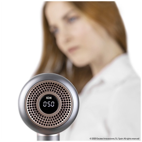 Cecotec Asciugacapelli IoniCare 6000 RockStar Vision - 2000 W, Grigio/Rose Gold, Motore Digitale, Display LCD, 5 Impostazioni di Temperatura, Funzione Aria Fredda, Accessori Inclusi