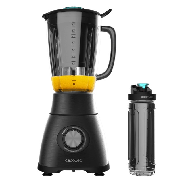 Cecotec Frullatore a Caraffa Power Black Titanium 1800 Go - 1800 W, Lama a 6 Foglie in Titanio Nero, Caraffa in Vetro Fuso da 1,8 l, 5 Velocità Turbo