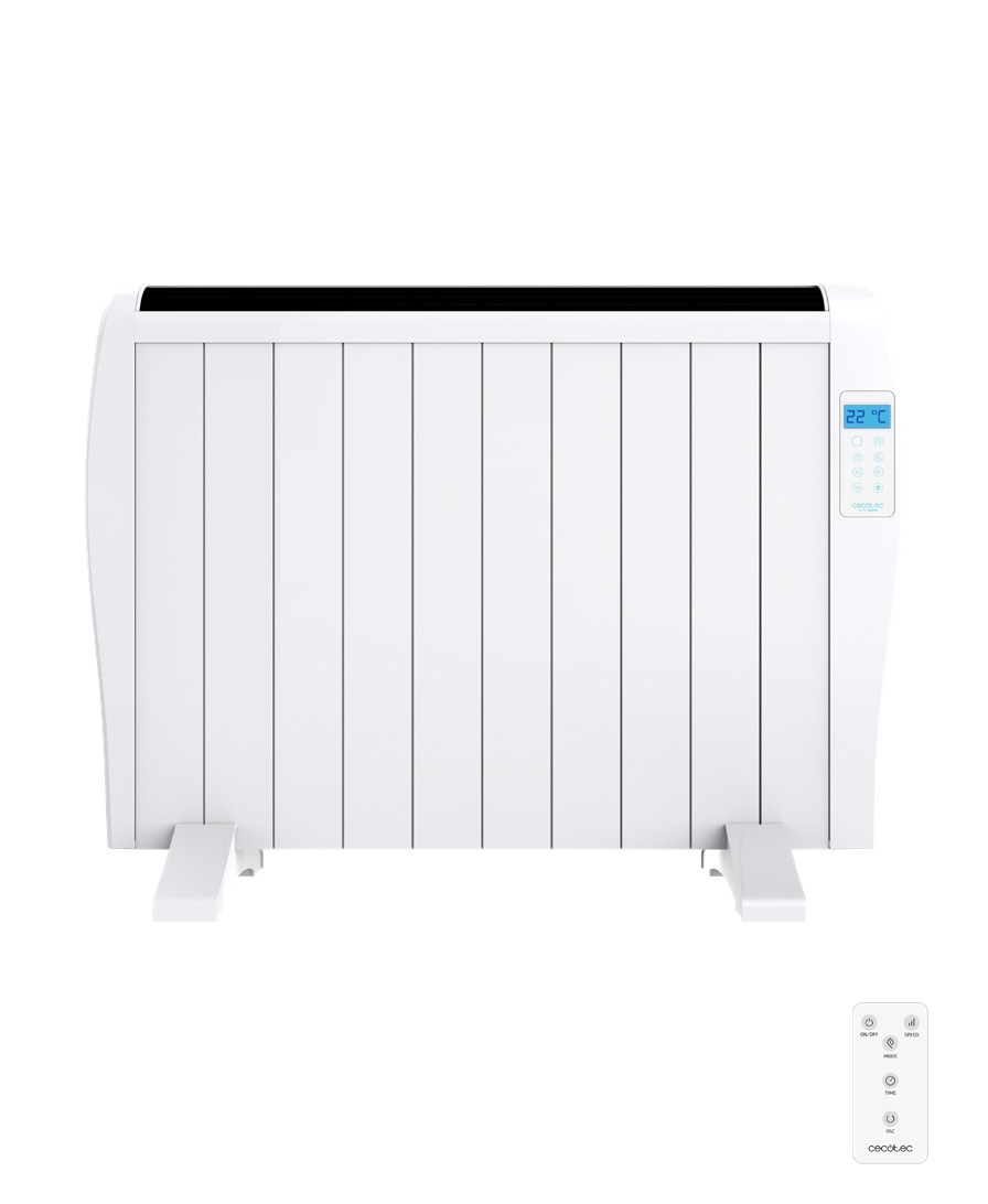 Cecotec ReadyWarm 2000 Stufa Elettrica a Convezione Bianco 1500 W con Display LCD, Telecomando, Timer e Copertura fino a 25 m²