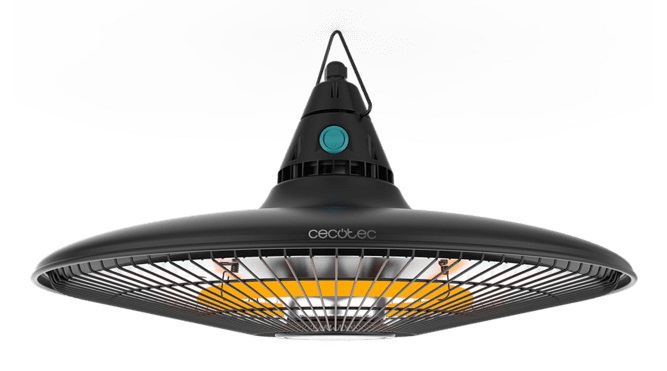 Cecotec Riscaldatore Elettrico da Esterno a Soffitto ReadyWarm 1500 Power Ceiling - 1500 W, Tecnologia Alogena, Protezione IP65, Telecomando, Area di Copertura 10 m2