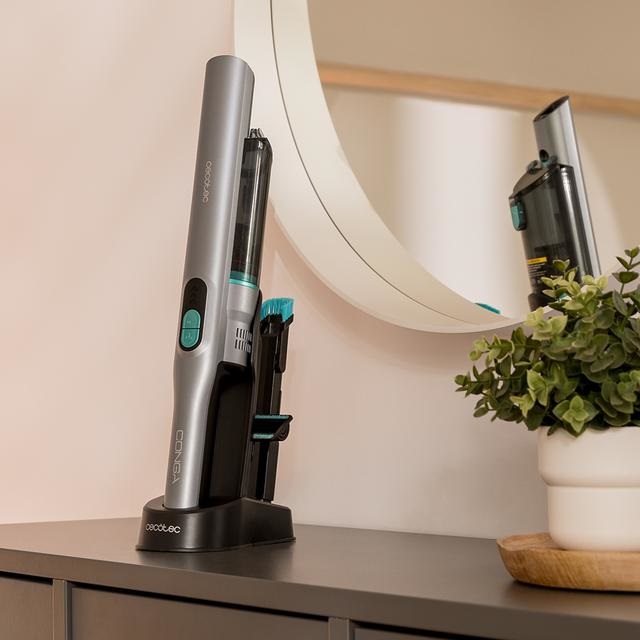Cecotec Conga Rockstar Micro Aspirapolvere Senza Filo Grigio - 200W, Autonomia fino a 40min, 20kPa, 2 Modalità, Accessori 2in1 e per Tappezzeria