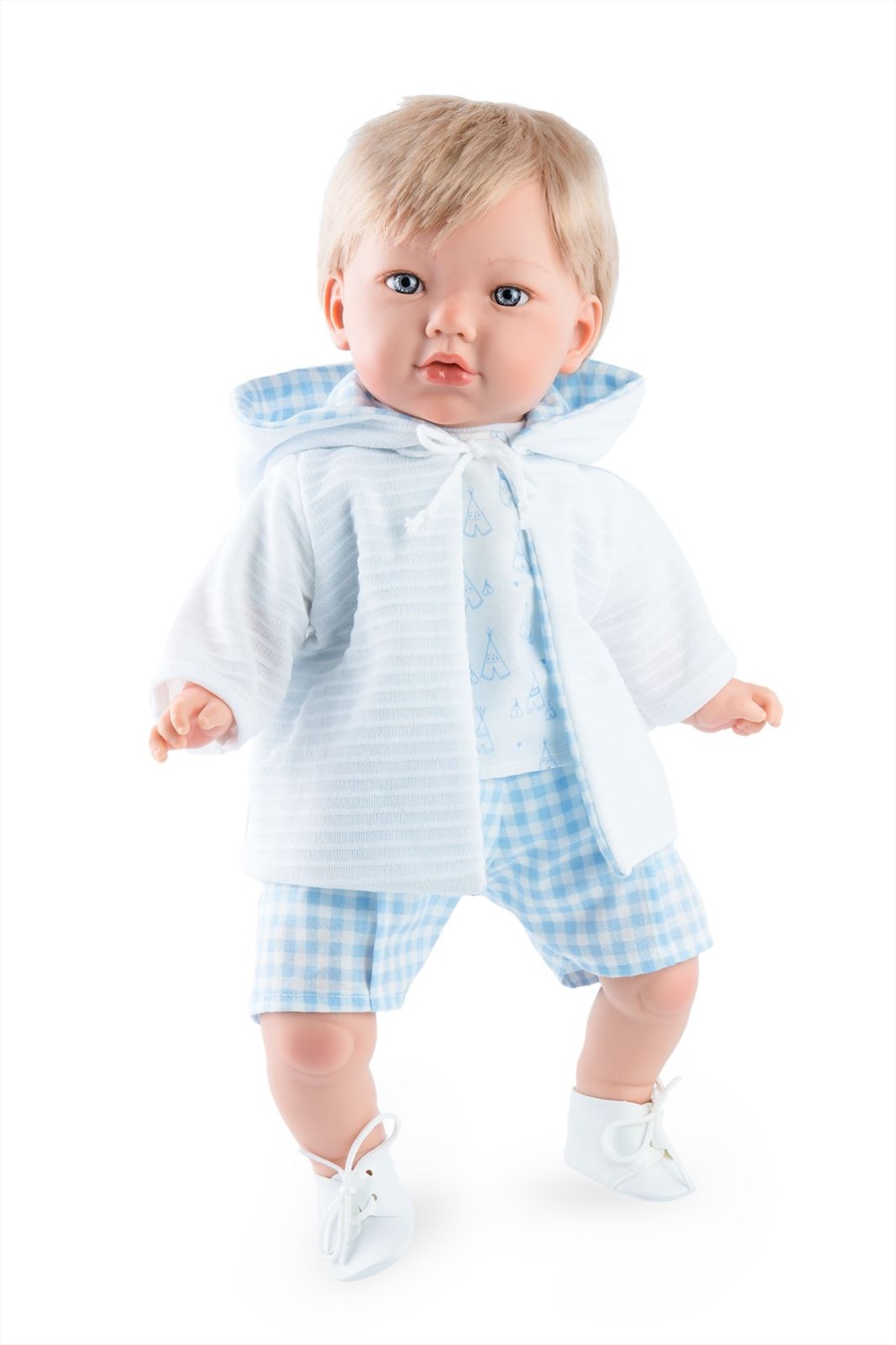 MARINA & PAU Bambola Teo Vichy 45 cm - Corpo Morbido e Design Realistico