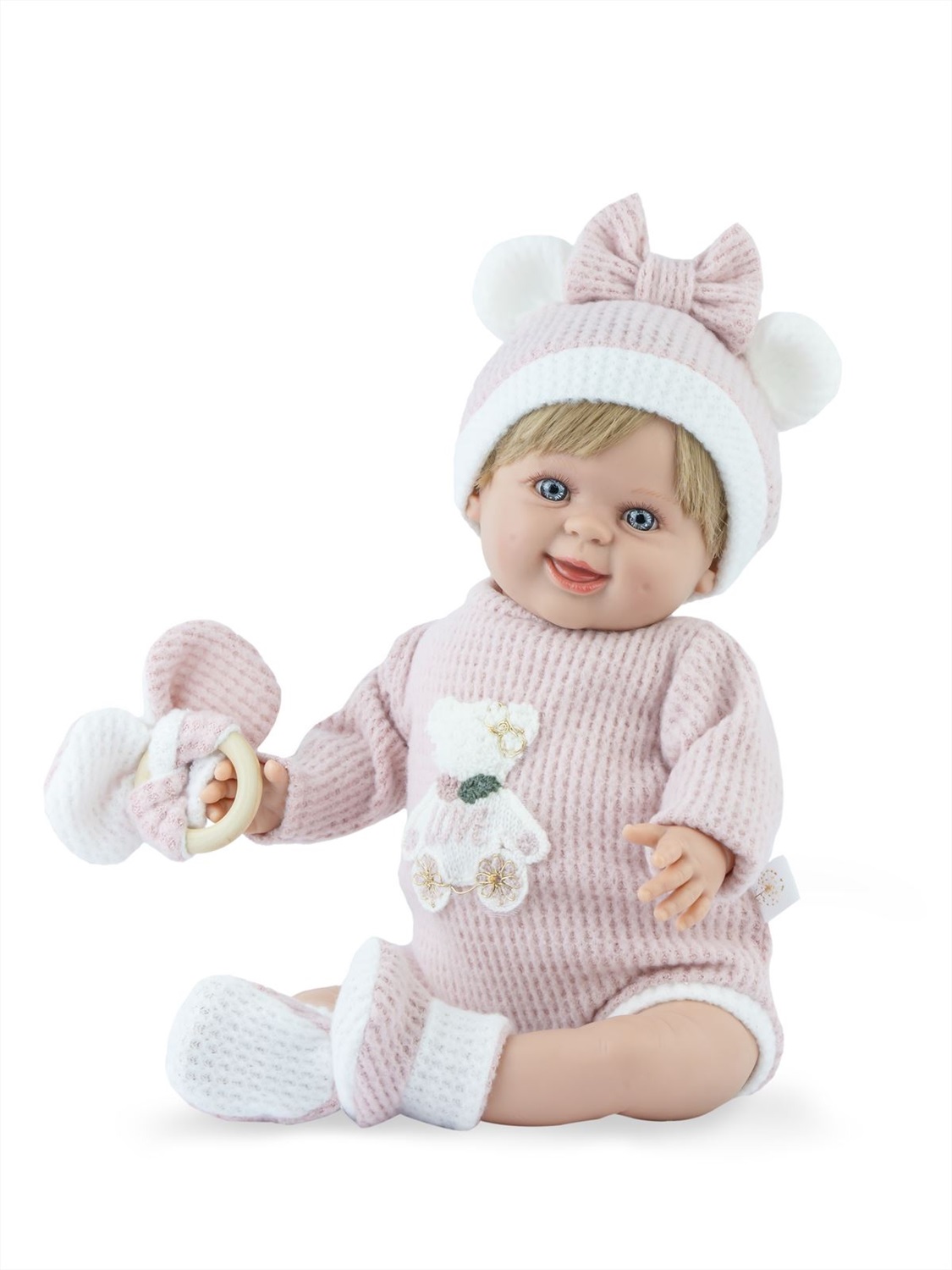 MARINA E PAU Bambola Rosie Teddy 1167 - Morbida e Colorata con Maglioncino e Cappello Rosa
