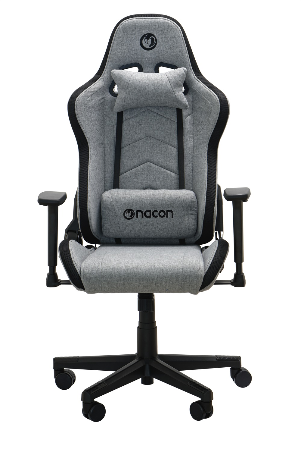 NACON PCCH-675-RGB Sedia Gaming Ergonomica Imbottita con Cuscino Lombare e Poggiatesta, Grigio/Nero, Design Elegante e Illuminazione RGB