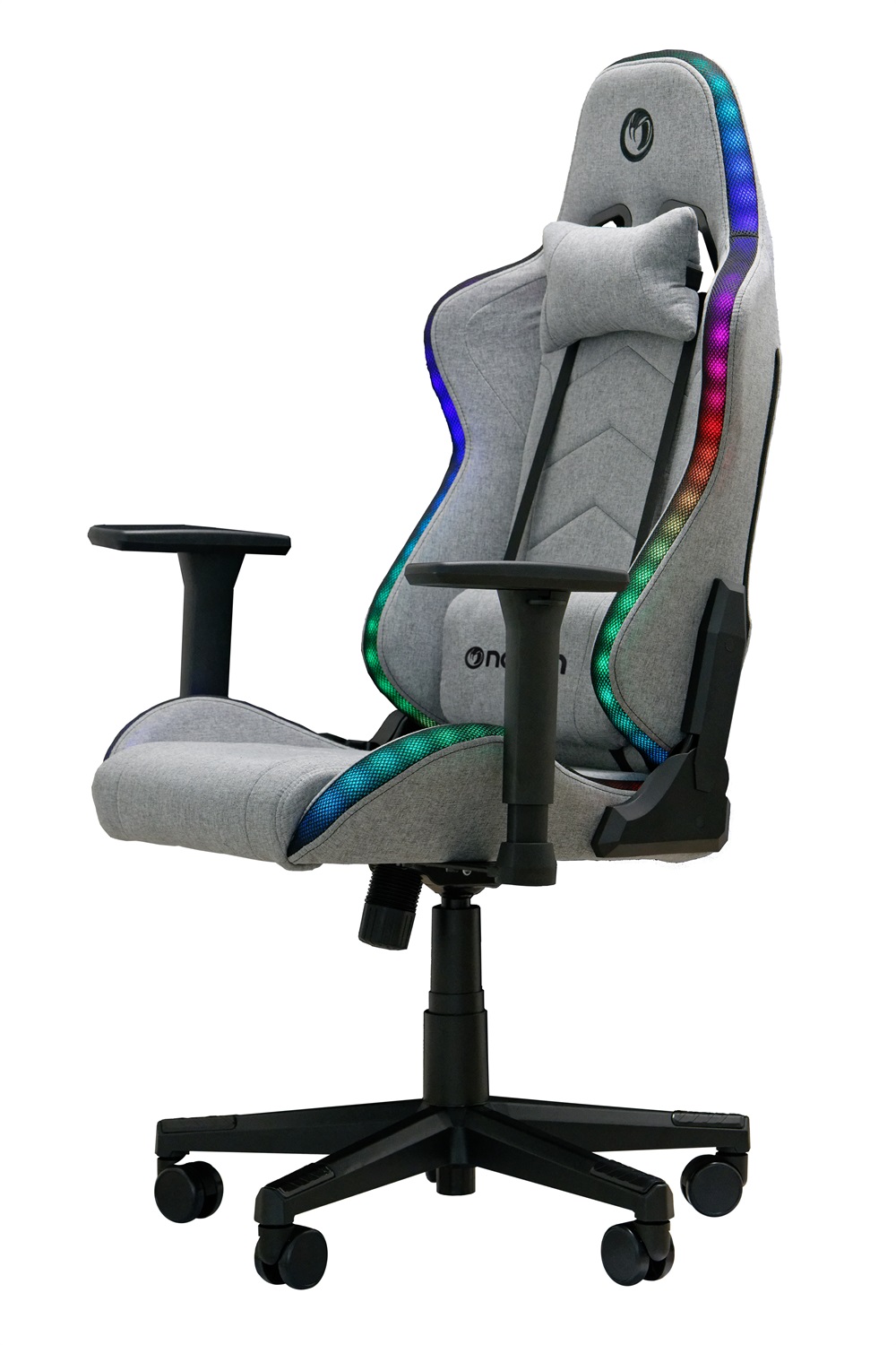 NACON PCCH-675-RGB Sedia Gaming Ergonomica Imbottita con Cuscino Lombare e Poggiatesta, Grigio/Nero, Design Elegante e Illuminazione RGB